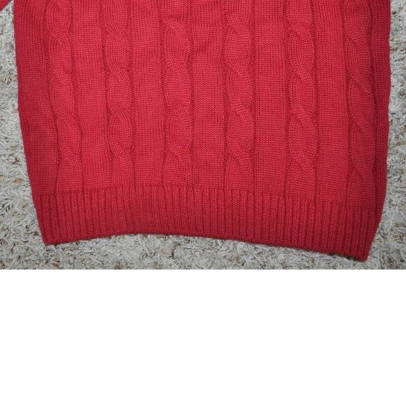 Boys Cable Knit Sweater Red 4/5 Long Sleeve Pullover Crew Basic Editions - Picture 3 of 4